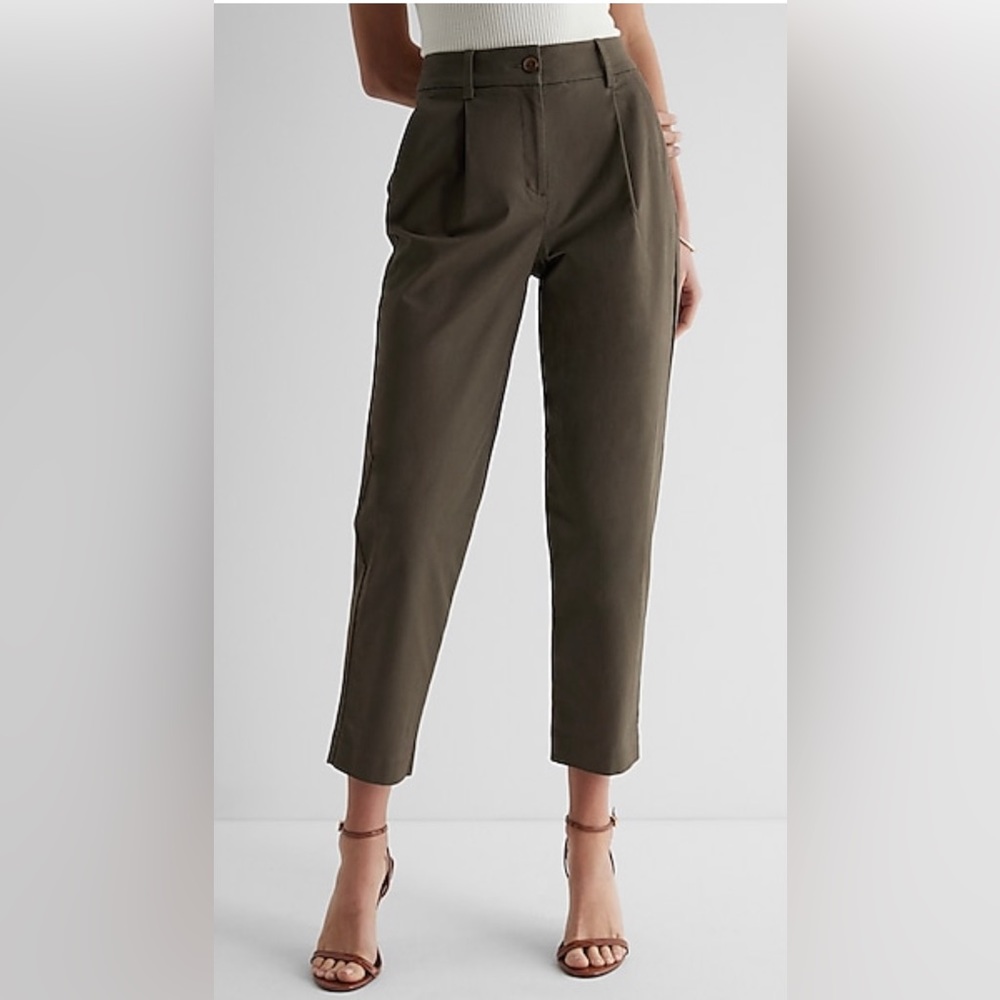 High rise pleated ankle pants